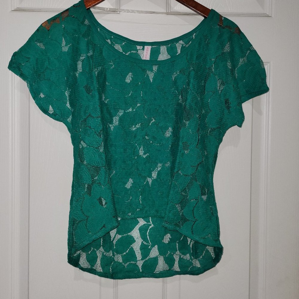 Xhilaration Green Lace Crop Top